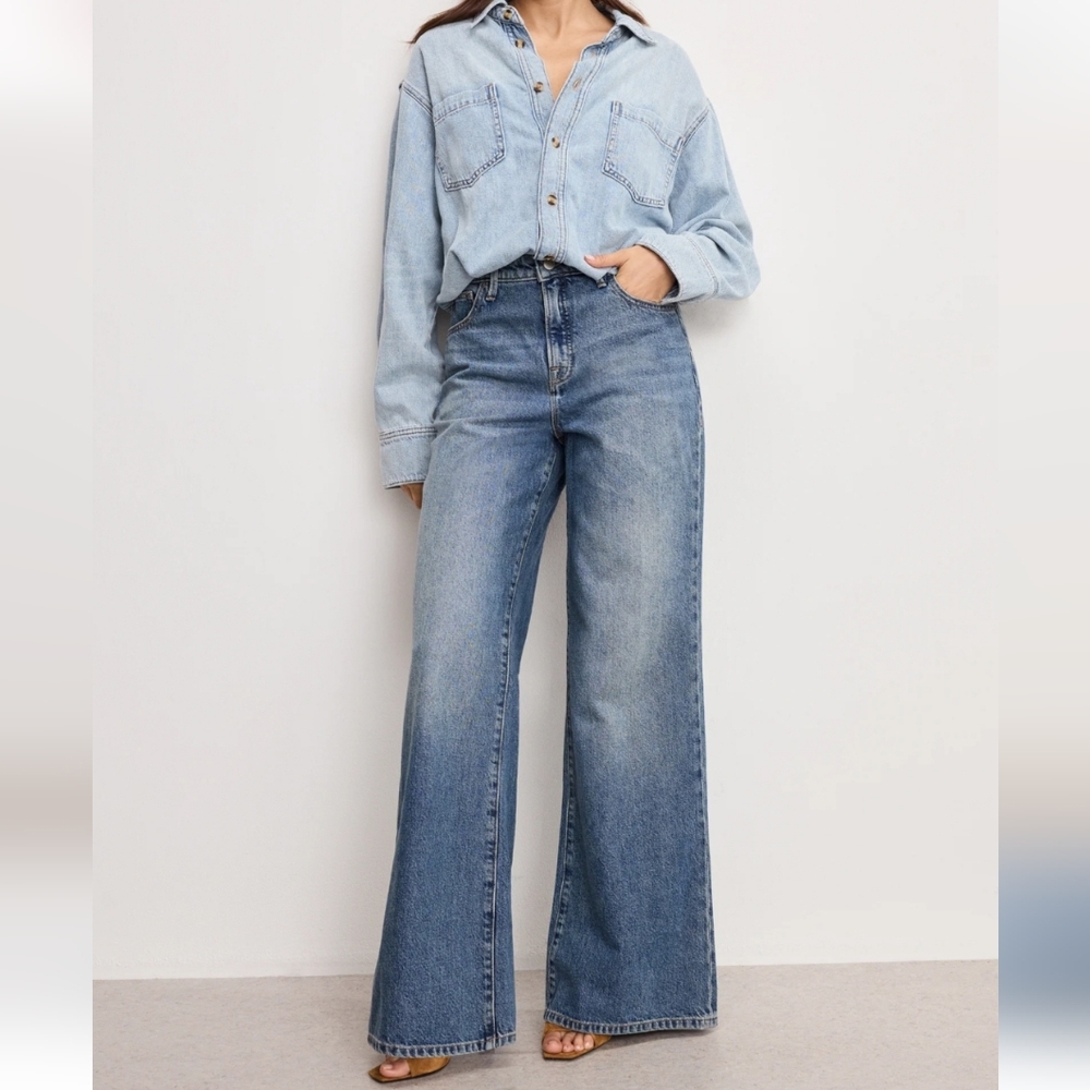 Good American Denim Shirt Jumpsuit Size Large NWT $269